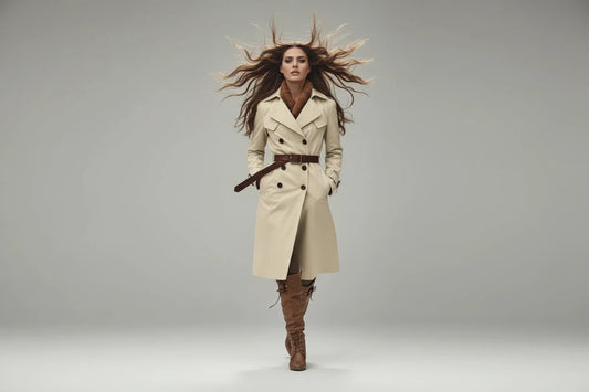 Elegancki Długi Trencz Damski Dwurzędowy Eclipse