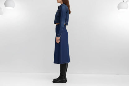 Spódnica jeansowa plisowana wysoki stan Verna