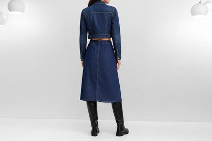 Spódnica jeansowa plisowana wysoki stan Verna