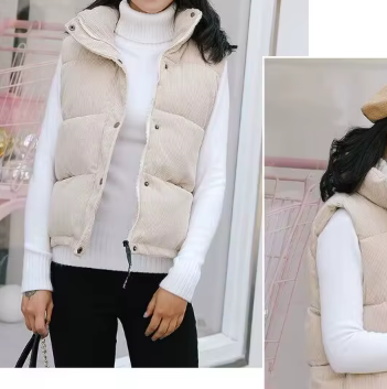 Damska Ciepła Kamizelka Sztruksowa Bez Rękawów