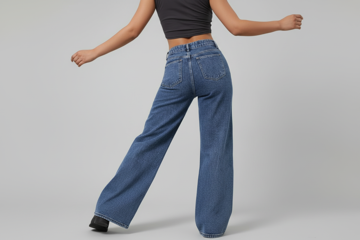 Jeansy damskie wide leg z wysokim stanem Denimfreh