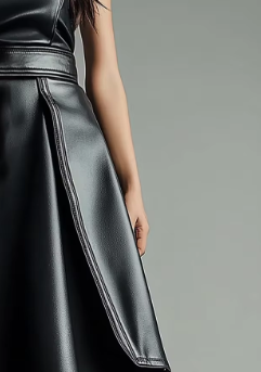 Elegancka Czarna Spódnica Maxi ze Skóry asyplisa