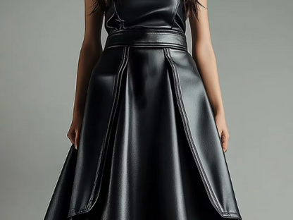 Elegancka Czarna Spódnica Maxi ze Skóry asyplisa