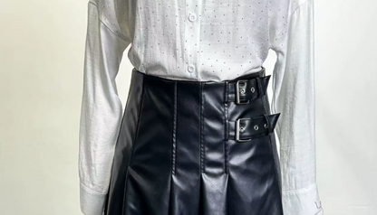 Elegancka czarna Spódnica High Waist z klamrą